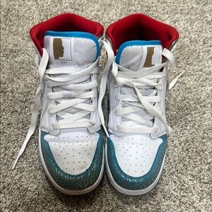 Nike White and Gold Leather Sneakers